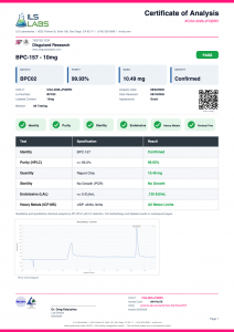 BPC-157 certificate of analysis