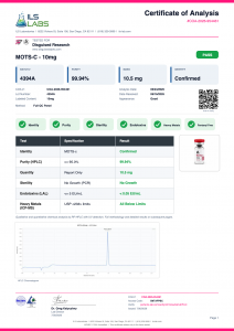 MOTs-C certificate of analysis