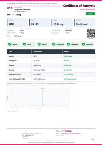 Melanotan 1 certificate of analysis