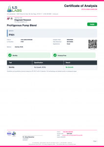 ProVigorous (Pump & Energy Research Blend) certificate of analysis
