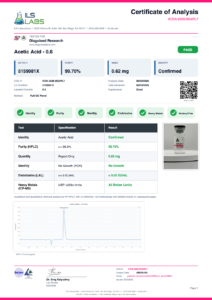 Acetic Acid 0.6% certificate of analysis