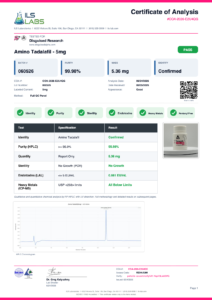 Amino Tadalafil certificate of analysis