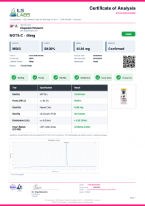 MOTs-C certificate of analysis