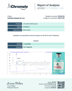 L-Carnitine (600MG/ML) certificate of analysis