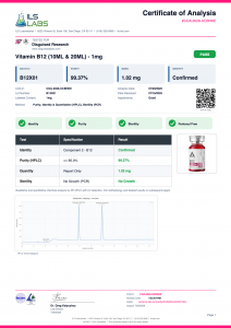 Methylated B12 (1MG/ML) certificate of analysis