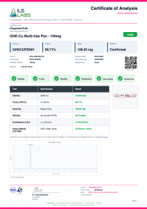 GHK-Cu Pen 100MG certificate of analysis