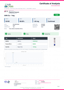 AHK-Cu Raw Powder (1G) certificate of analysis