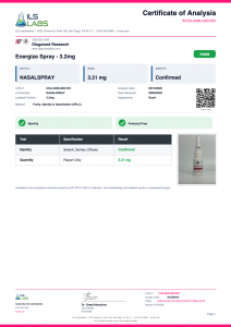 Energize (Dihexa / Semax / Selank Aerosol Spray) certificate of analysis