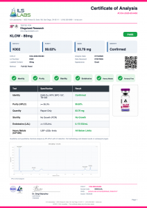 KLOW (GHK-CU / BPC-157 / TB-500 / KPV) certificate of analysis