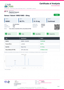 Semax & Selank Aerosol Spray certificate of analysis