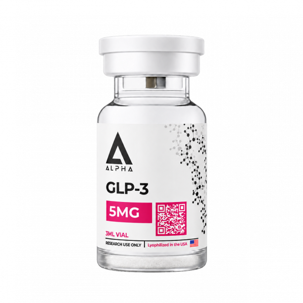 GLP-3 5MG in a 3mL vial with a white cap and US flag.