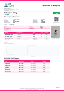 Melanotan 1 certificate of analysis