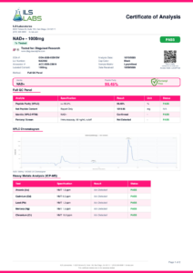 NAD+ (Nicotinamide Adenine Dinucleotide) certificate of analysis
